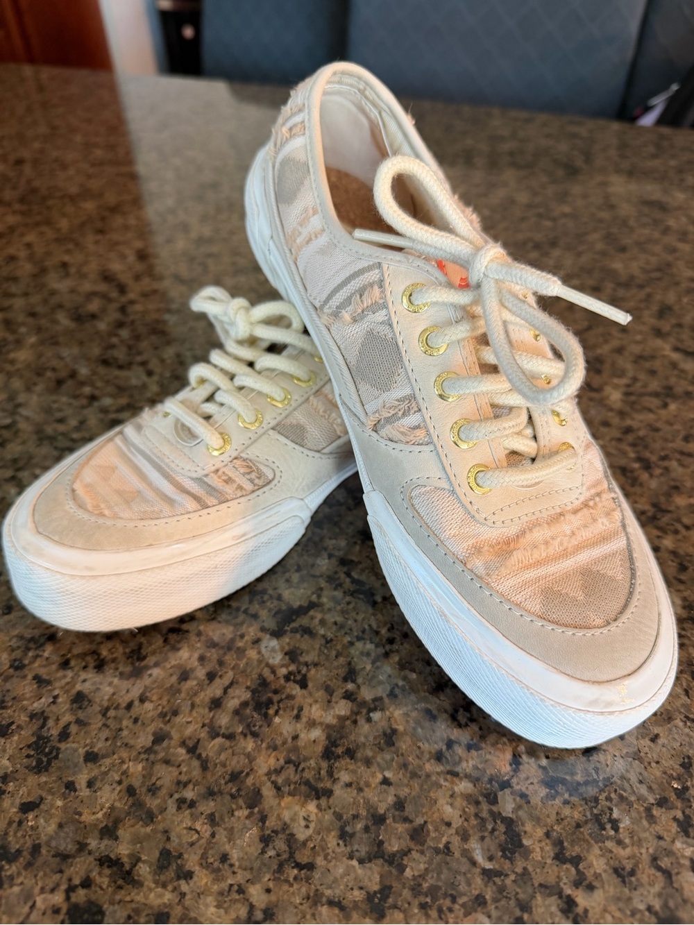 Sperry Low-Top Lace-Up Sneakers in Cream and White